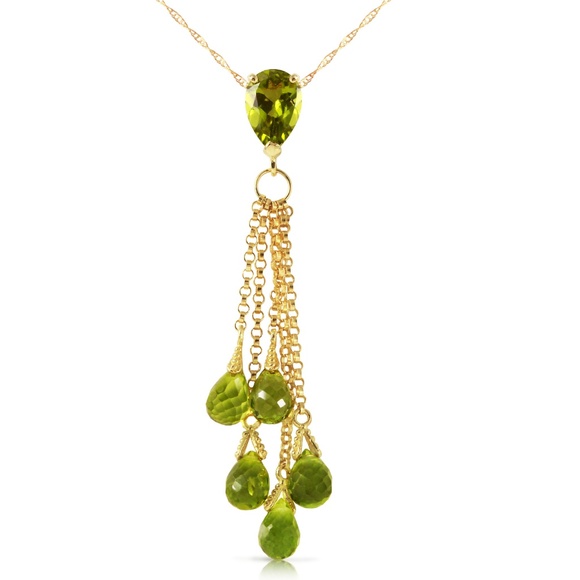 GOLD NECKLACE WITH BRIOLETTE PERIDOTS - Picture 3 of 7